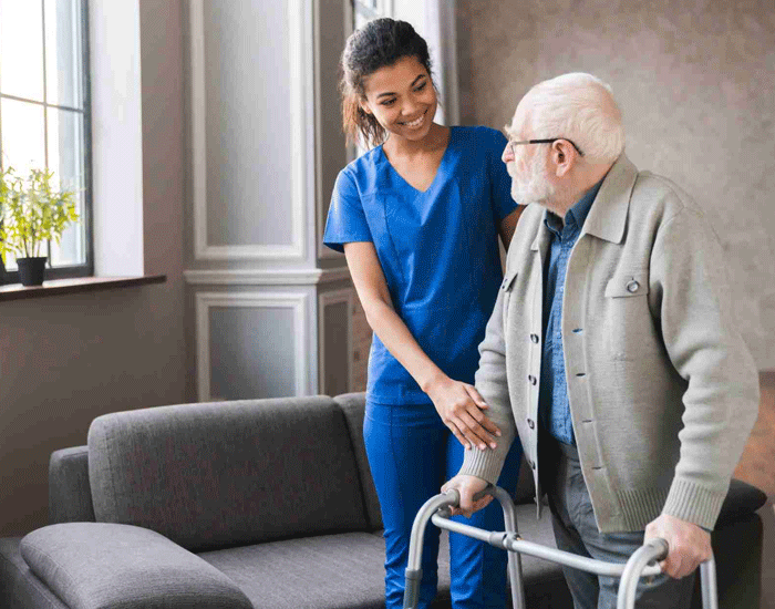 A nurse monitoring a participant's health