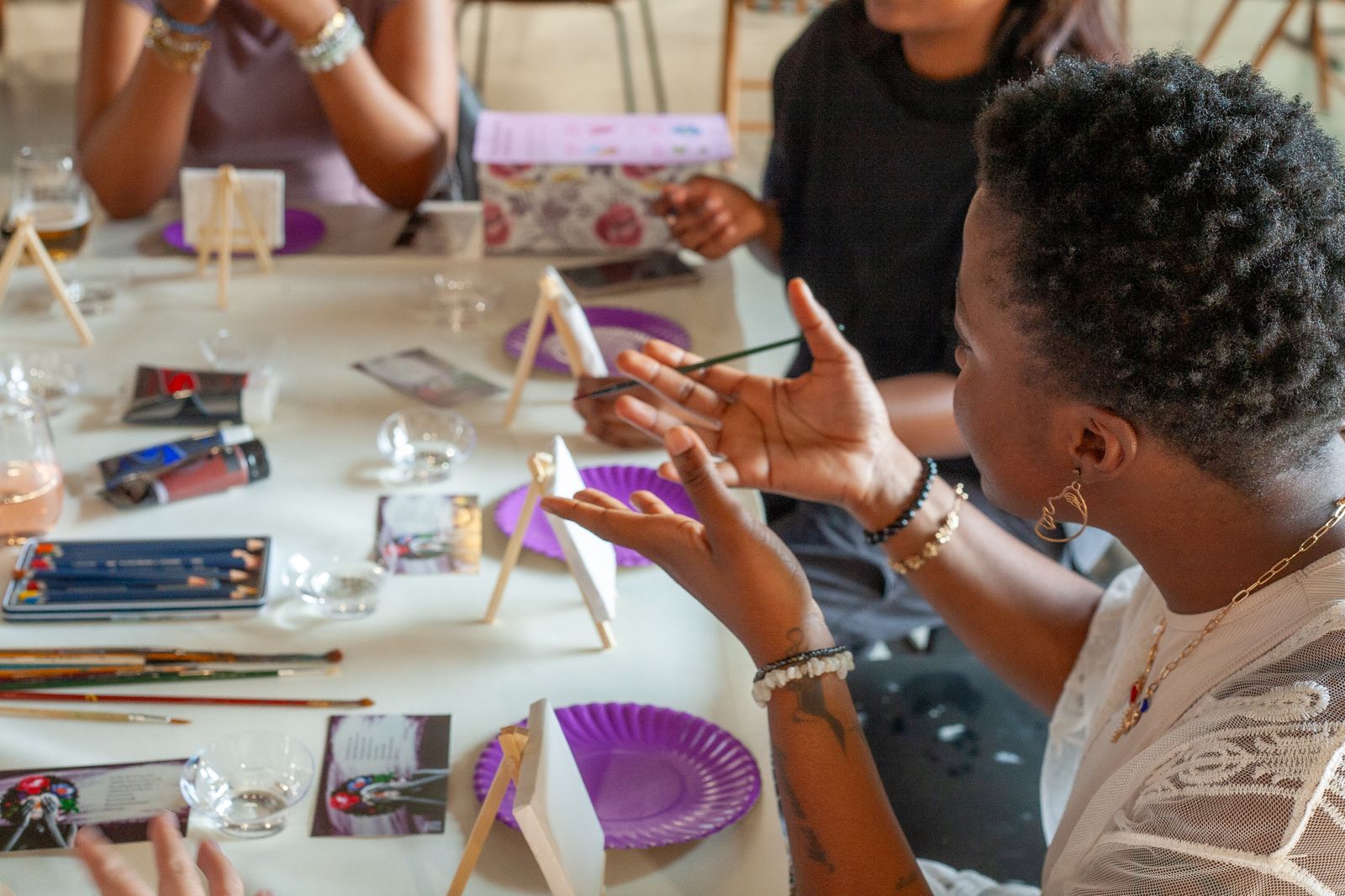 Participants enjoying a creative art workshop together